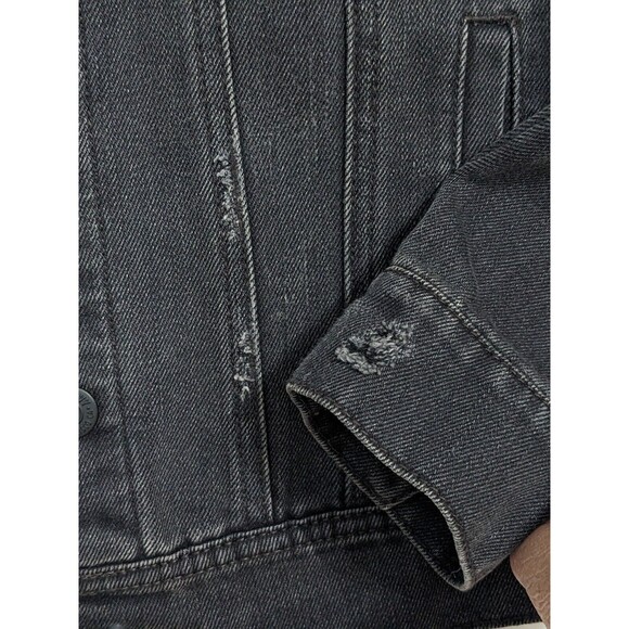 Embroidered Patch Denim Jacket Women’s Size S Old Navy Black Skull Pisces Custom - Picture 9 of 14